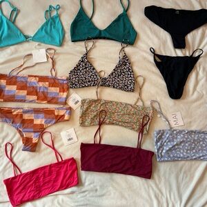 Floral and Solid Bikini MAI UNDERWEAR lot of 11 bikini tops and bottoms NWT